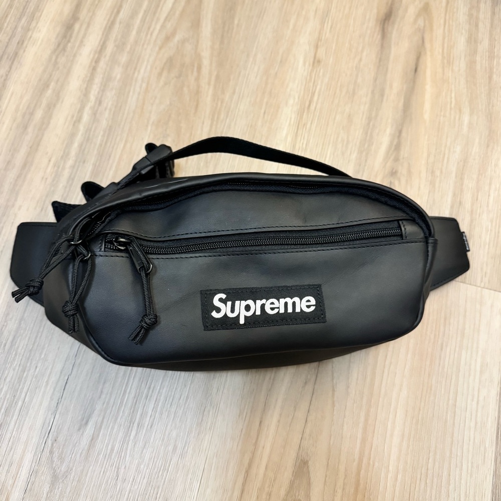 Supreme Black Leather Waist Bag Authentic Brand New